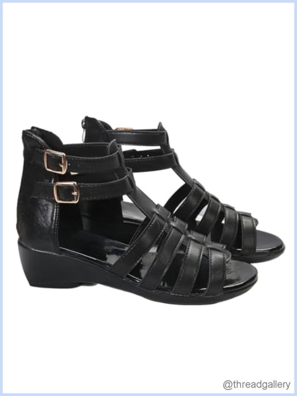 Women Leather High Top Gladiator Sandals Peep Toe Zip Ankle Flat Roman Sandals